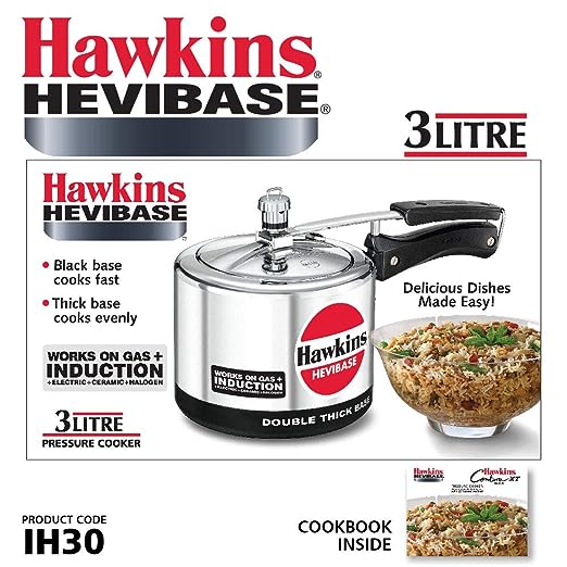 Hawkins Hevibase Aluminium Inner Lid Pressure Cooker - Induction Base, Silver, IH30, 3 L-2.webp
